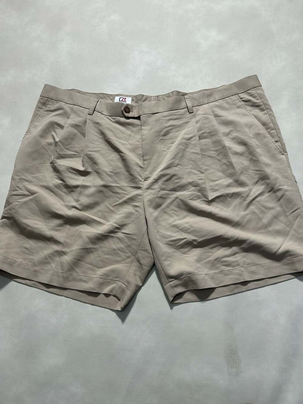 Cutter & Buck Mens Khaki Pleated Chino Shorts Size 48